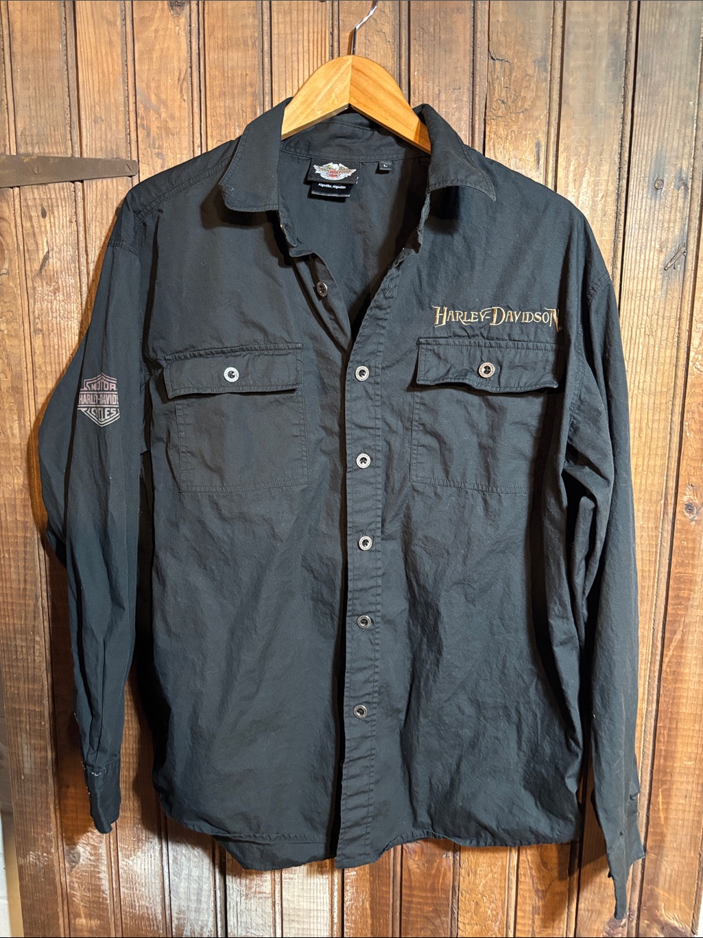 Harley-Davidson Men's Black Button-Front Work Shirt
